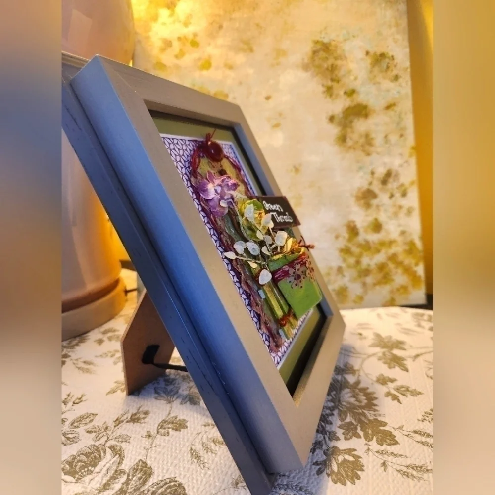 Handcrafted 3D Framed approx (7.5 x 9) GardenFloral Design.Home Decor or gift it